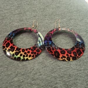 Rainbow Leppard Print Earrings